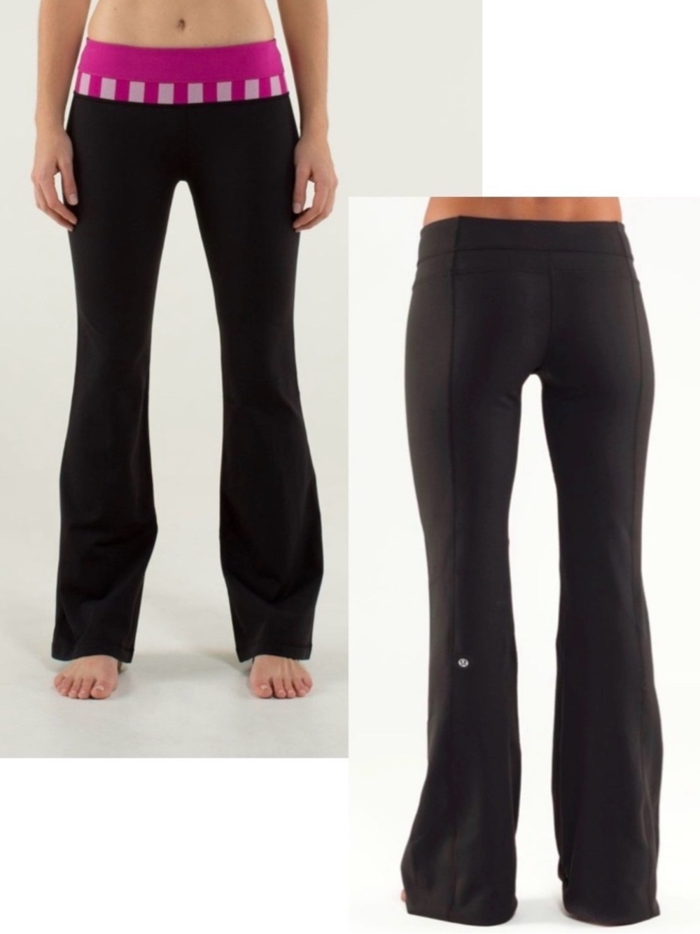 Lululemon Reversible Groove Pant *Full-On Luon in Black Raspberry Macro Strip